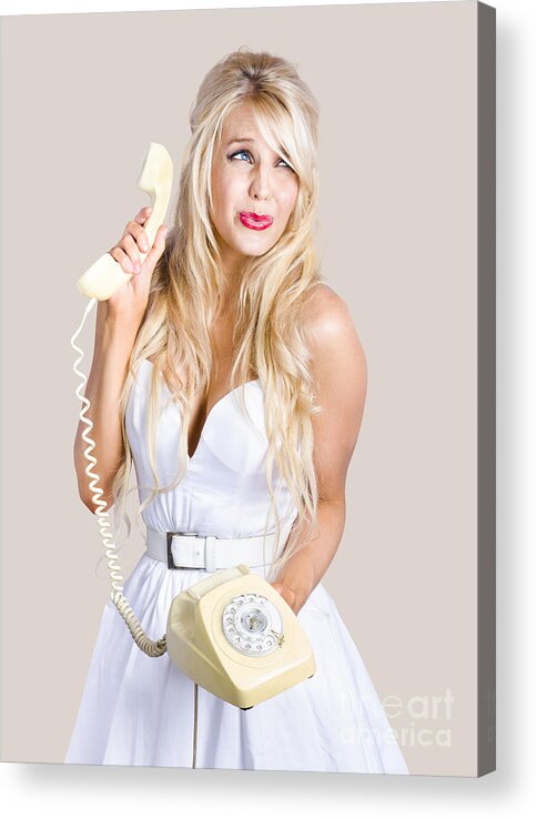 Reception Acrylic Print featuring the photograph Pinup help desk operator by Jorgo Photography