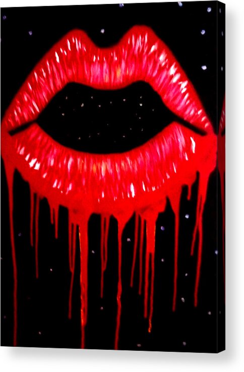 Lips Acrylic Print featuring the painting Scarlett Lips by Anna Adams