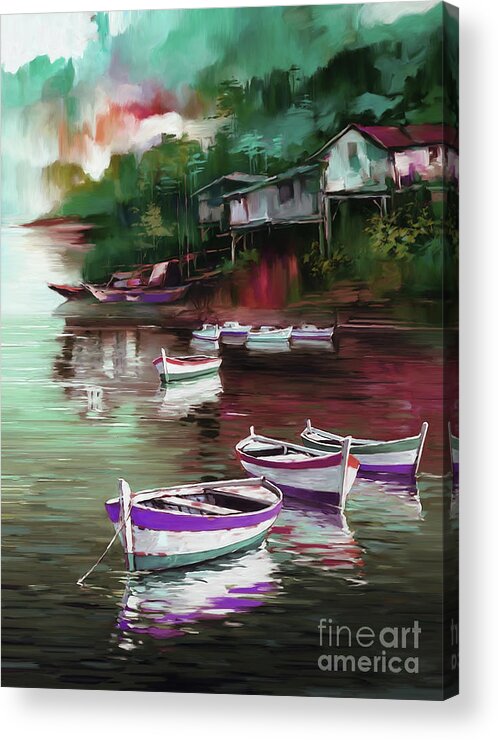 Scenery Acrylic Print featuring the painting Scenery seascape 01 by Gull G