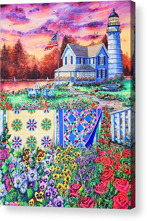 Lighthouse Acrylic Print featuring the painting Shoreline Treasures by Diane Phalen