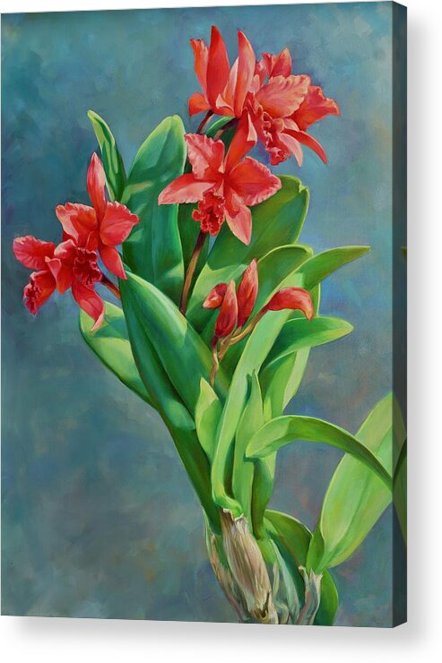 Orchid Acrylic Print featuring the painting Show Offs by Laurie Snow Hein