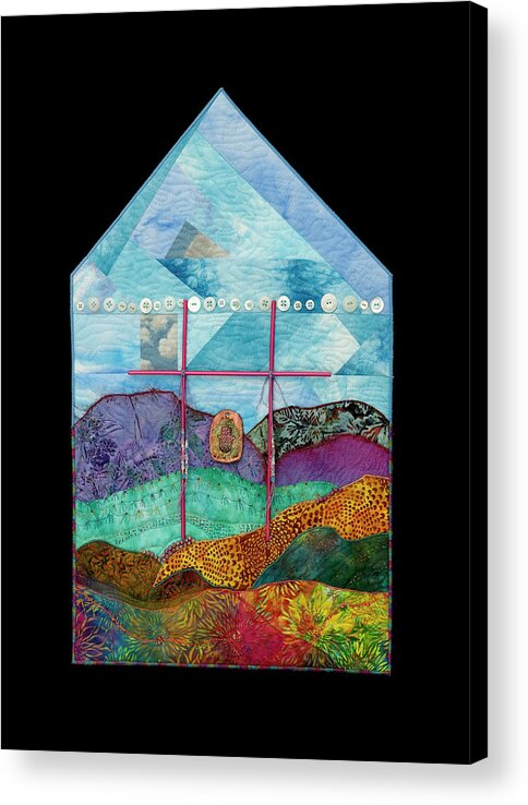 Shrine To Land And Sky Acrylic Print featuring the mixed media Shrine to Land and Sky 1 by Vivian Aumond