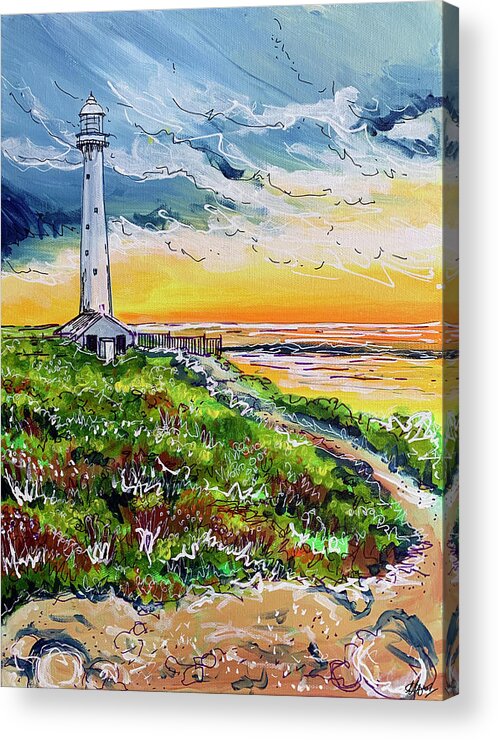 Slangkop Acrylic Print featuring the painting Slangkop Lighthouse by Laura Hol Art
