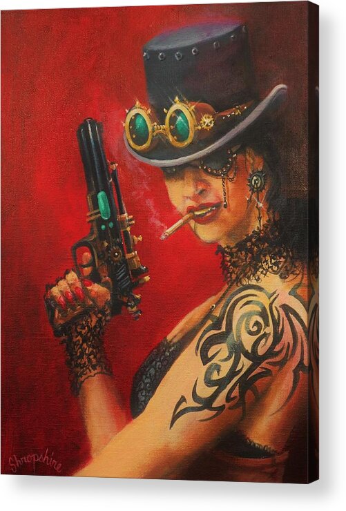 Art Noir Acrylic Print featuring the painting Smokin' Hot by Tom Shropshire