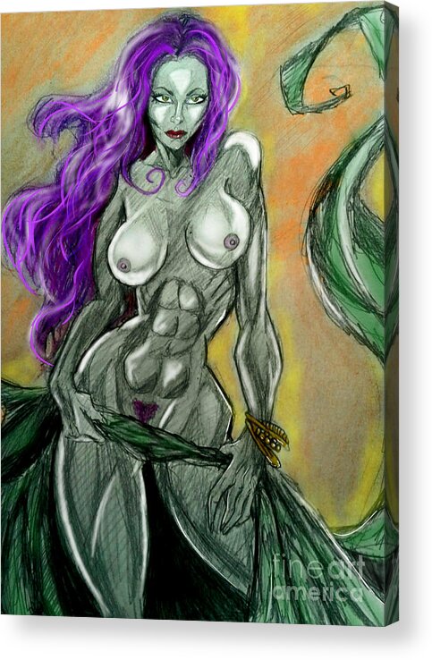 Nude Acrylic Print featuring the mixed media Sorceress by Mark Bradley