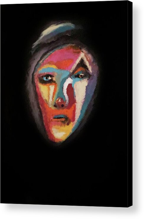 Clown Acrylic Print featuring the painting Sorrow's Mask by Jeff Malderez