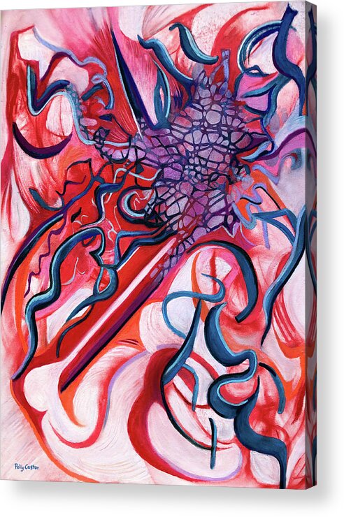 Abstract Art Acrylic Print featuring the painting Spiritual Warfare by Polly Castor