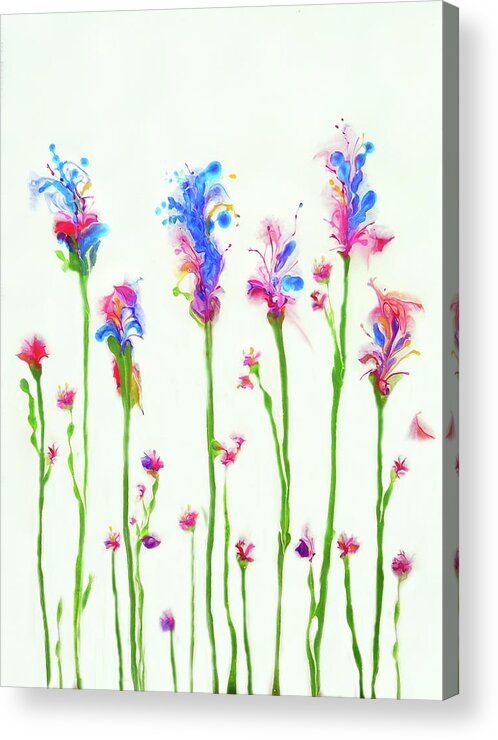 Colorful Acrylic Print featuring the painting Spring Flowers1 by Deborah Erlandson