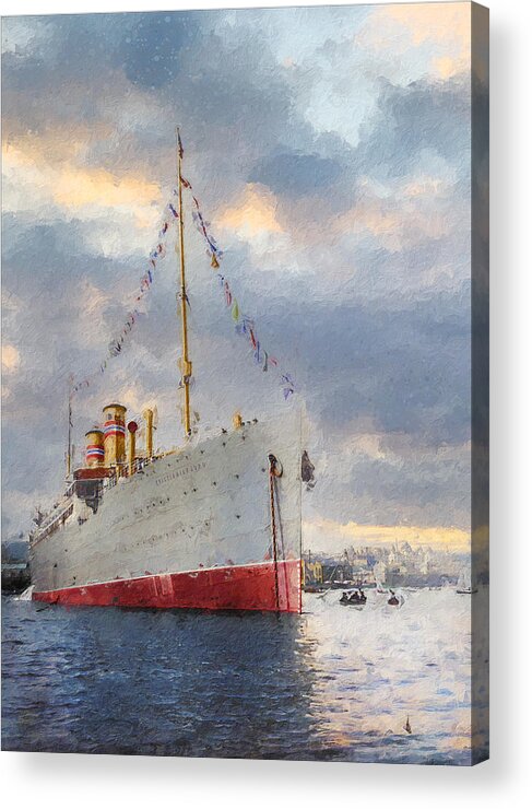 Steamer Acrylic Print featuring the digital art S.S. Kristianiafjord 1913 by Geir Rosset