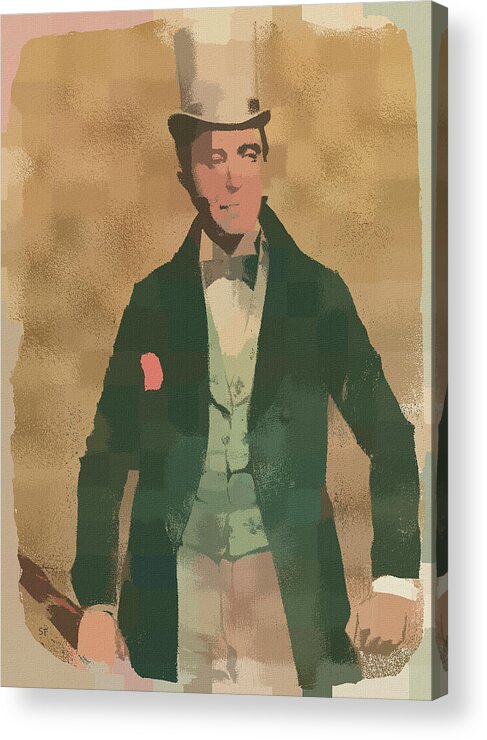 Steampunk Acrylic Print featuring the mixed media Steampunk Style Abstract Man in Top Hat by Shelli Fitzpatrick