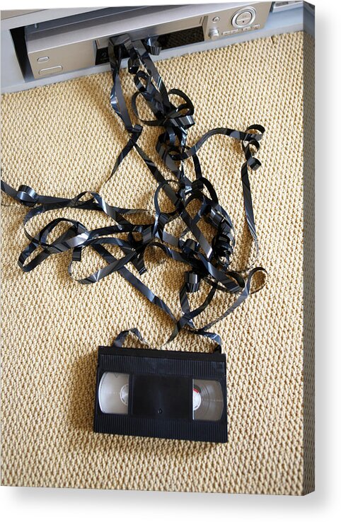 Damaged Acrylic Print featuring the photograph Stuck Video Tape by Richard Newstead