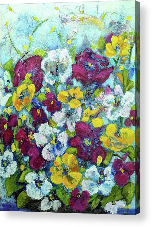 Abstract Flower Acrylic Print featuring the painting Romantic Bouquet by Haleh Mahbod