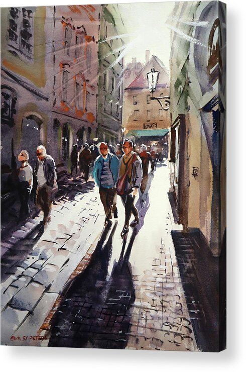Landscape Acrylic Print featuring the painting Sunday Afternoon in Prague by Shirley Peters