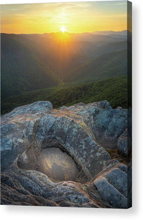 Linville Gorge Acrylic Print featuring the photograph Sunset At Linville Gorge Hawksbill Mountain North Carolina by Jordan Hill