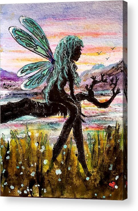 Fairy Acrylic Print featuring the painting Sunset Fairy by Deahn Benware