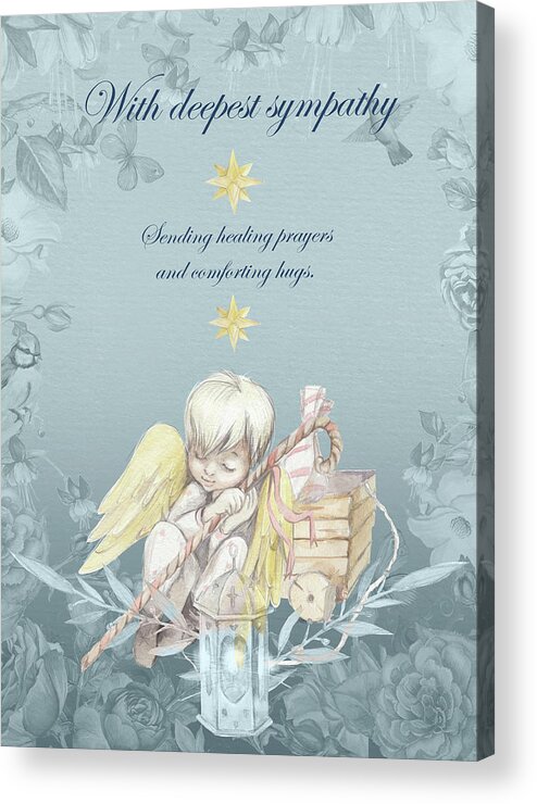 Sympathy Acrylic Print featuring the digital art Sympathy Greeting With An Angel 2 by Johanna Hurmerinta