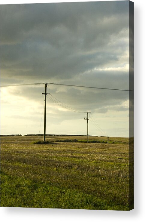 Dorset Acrylic Print featuring the photograph Telegraph poles in field and cloudy sky by Lyn Holly Coorg