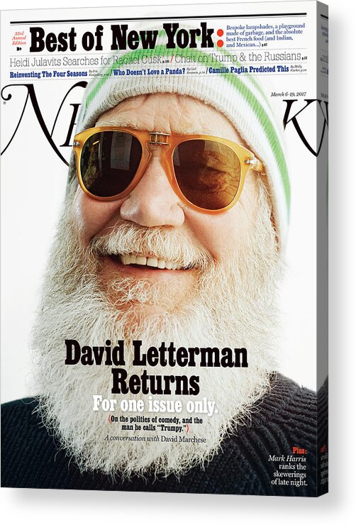 Celebrity Acrylic Print featuring the photograph David Letterman, TV Issue 2017 by Christopher Anderson Magnum Photos