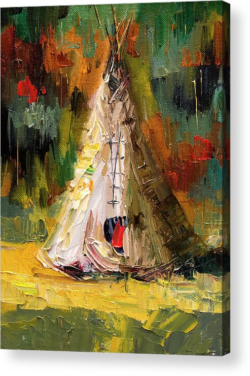 Western Art Acrylic Print featuring the painting Tempting Tepee by Diane Whitehead