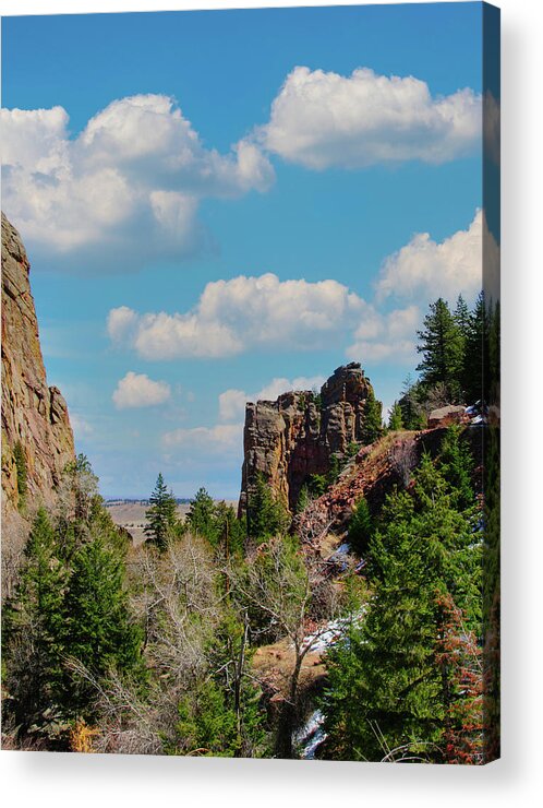 Rock Climber Acrylic Print featuring the photograph Eldorado Canyon State Park,The Bastille by Tom Potter