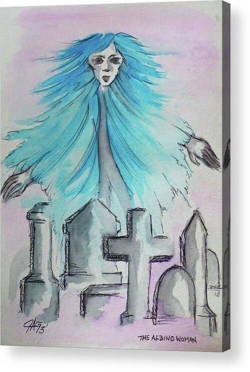 Albino Acrylic Print featuring the painting The Blue Albino Woman Of Topeka by The GYPSY