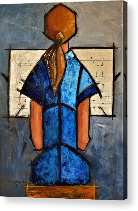 Musician Acrylic Print featuring the painting The Clarinet Player by Oscar Ortiz