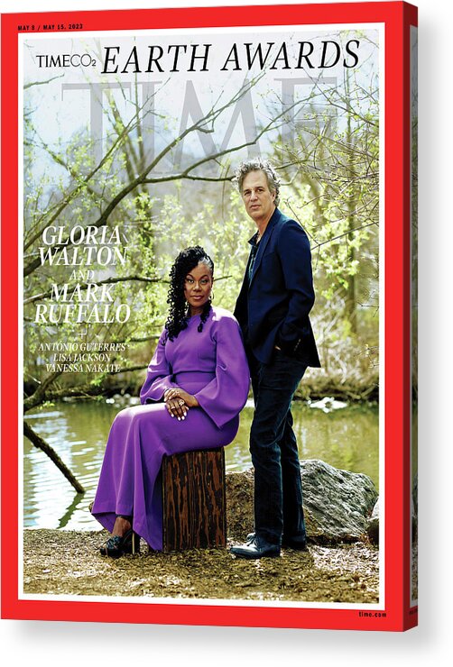 Co2 Acrylic Print featuring the photograph The Earth Awards - Gloria Walton and Marc Ruffalo by Caroline Tompkins for TIME