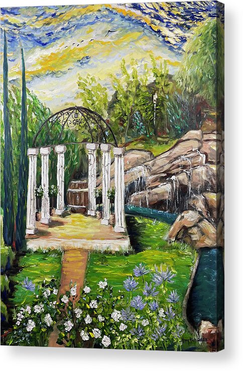 Gbv Acrylic Print featuring the painting The Pergola at Gershon Bachus Vintners by Roxy Rich