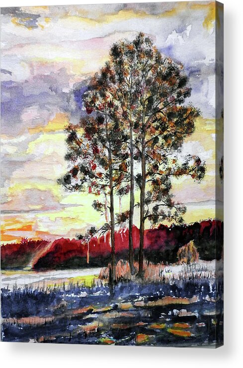 Golden Hour Acrylic Print featuring the painting The Golden Hour by Barbara F Johnson