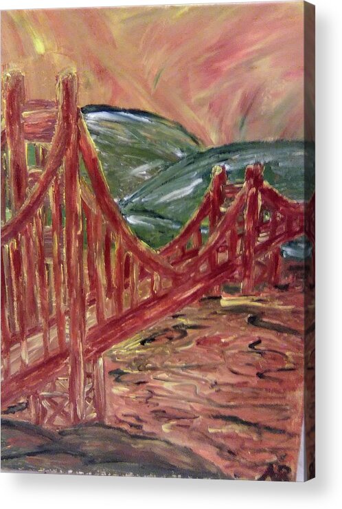 Landscape Acrylic Print featuring the painting The Golden State's Golden Gate's Sunset by Andrew Blitman