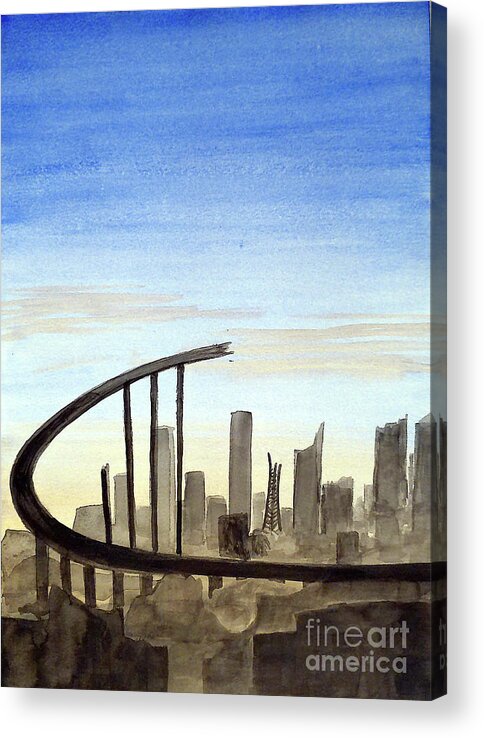 Post Apocalyptic Acrylic Print featuring the painting The great Clockspring is Broken by Rohvannyn Shaw