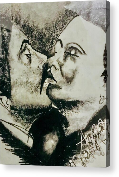  Acrylic Print featuring the drawing The Kiss by Angie ONeal