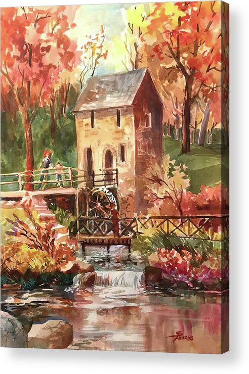 Parsons Acrylic Print featuring the painting The Old Mill #3 by Sheila Parsons