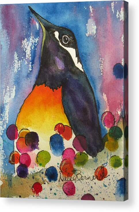 Penguin Acrylic Print featuring the painting The Pomp Of A Party Penguin by Dale Bernard