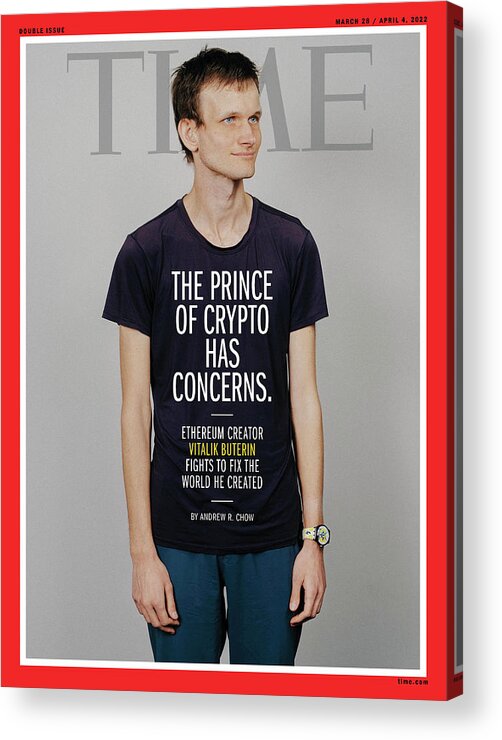 The Prince Of Crypto Has Concerns Acrylic Print featuring the photograph The Prince of Crypto Has Concerns - Vitalik Buterin, creator of Ethereum by Photograph by Benjamin Rasmussen for TIME