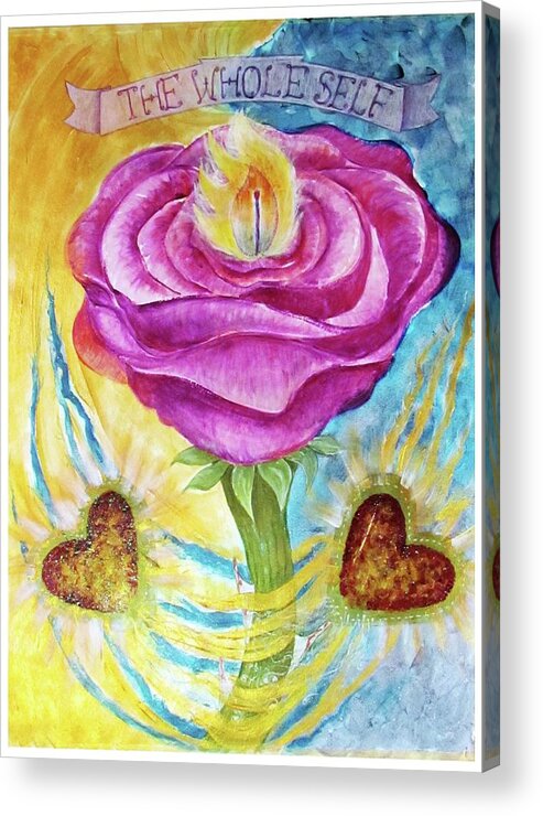 Am I Acrylic Print featuring the painting The Rose and Its Thorns Love the Whole Self by Feather Redfox