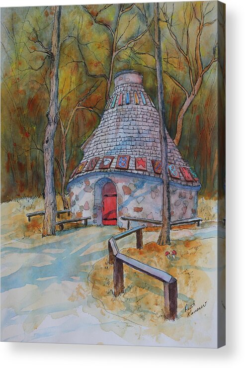 Magic Acrylic Print featuring the painting The Witch's Hut in Autumn by Ruth Kamenev