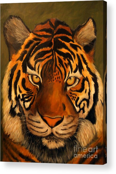 Tiger Acrylic Print featuring the painting Thomas by Nancy Bradley