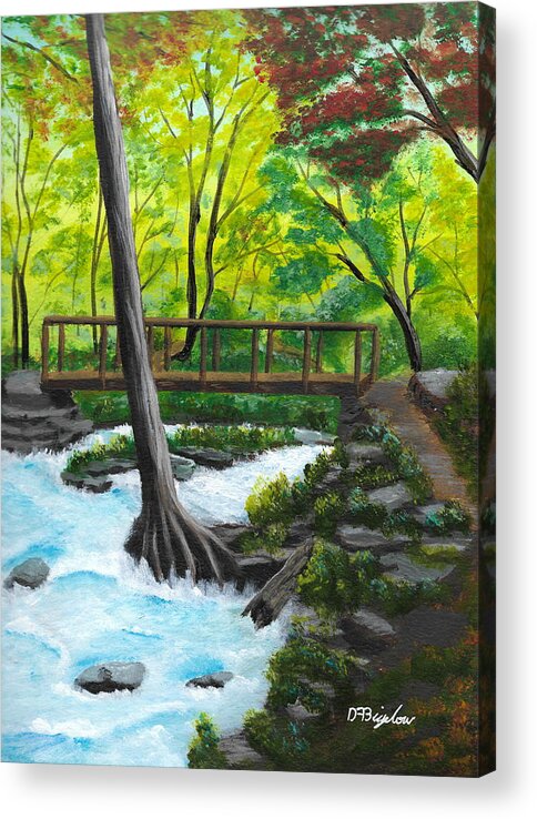 Waterfall Acrylic Print featuring the painting Tiffany Trail by David Bigelow