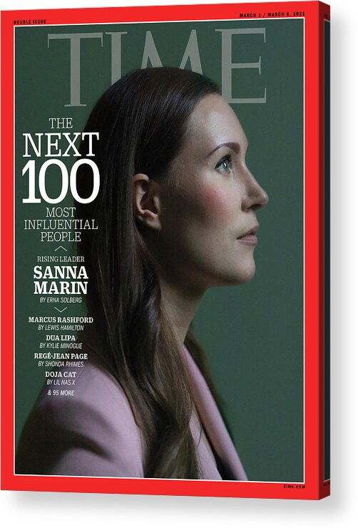 Time 100 Next Acrylic Print featuring the photograph TIME 100 Next - Sanna Marin by Photograph by Marie Hald--INSTITUTE for TIME