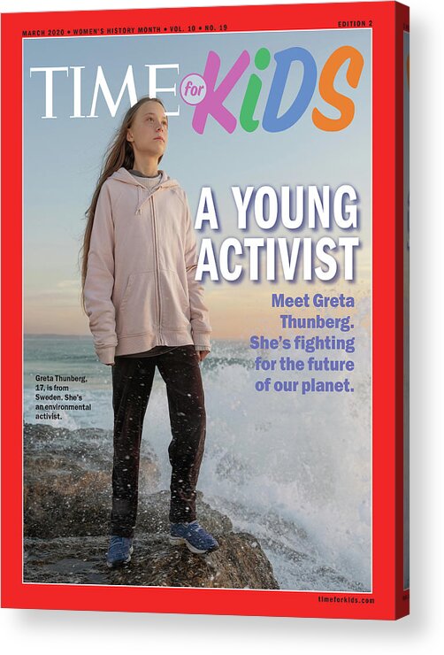 Greta Thunberg Time For Kids Acrylic Print featuring the photograph TIME for Kids Greta Thunberg by Time