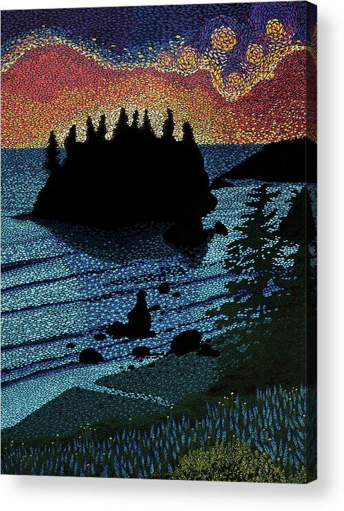 Humboldt County Acrylic Print featuring the painting Trinidad Sunset by Cory Calantropio