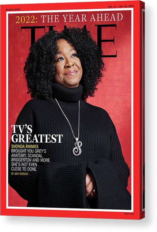 Time 2022 The Year Ahead Acrylic Print featuring the photograph TV's Greatest - Shonda Rhimes by Photograph by Djeneba Aduayom for TIME