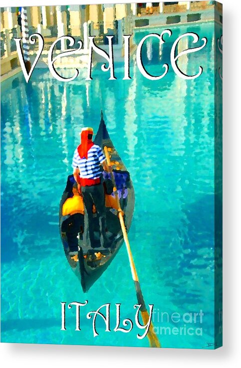 Venice Acrylic Print featuring the mixed media Venice Italy travel poster by David Lee Thompson