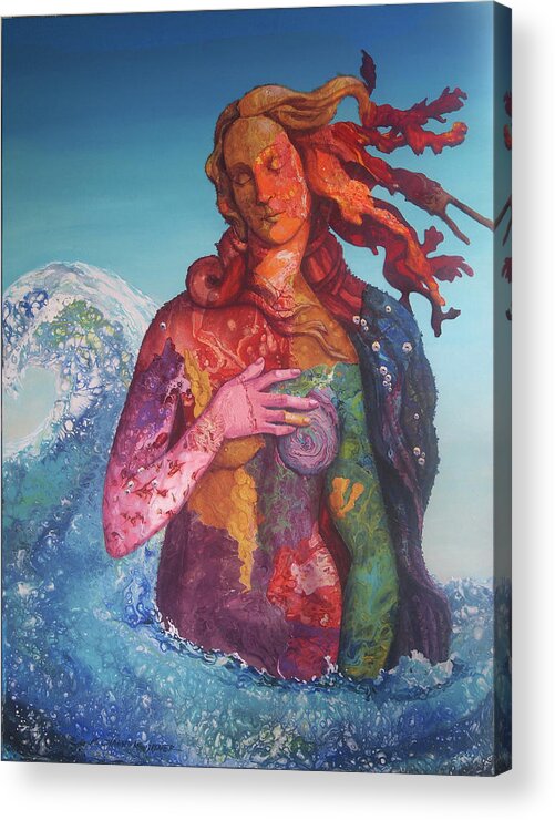 Venus Acrylic Print featuring the painting Venus Rises From the Reef by Marguerite Chadwick-Juner