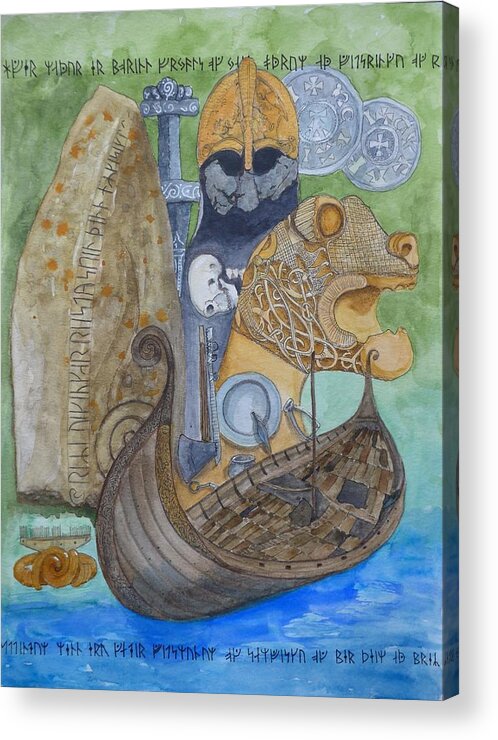 Vikings Acrylic Print featuring the painting Vikings by Lisa Mutch