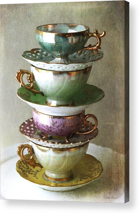 Tea Cups Acrylic Print featuring the photograph Vintage Tea Cups by Trina Ansel