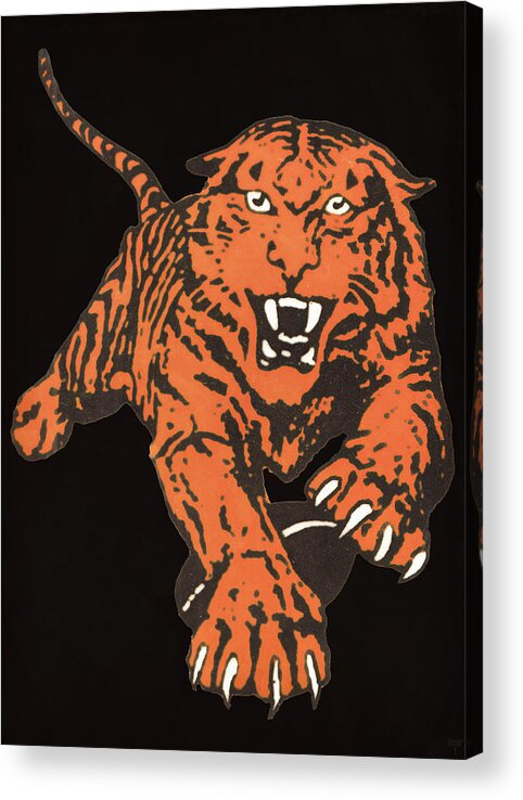 Tiger Acrylic Print featuring the mixed media Vintage Tiger Football Art by Row One Brand
