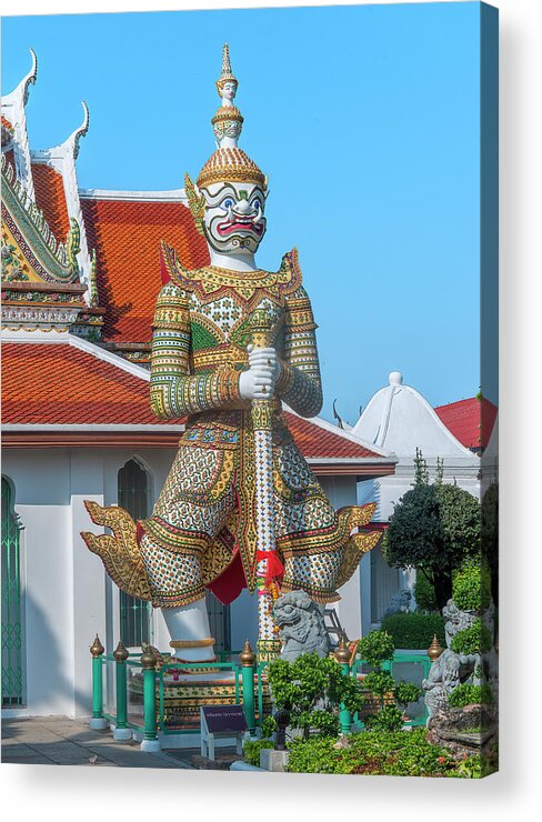 Scenic Acrylic Print featuring the photograph Wat Arun Gateway to Phra Ubosot Guardian Giant or Yaksha DTHB2113 by Gerry Gantt