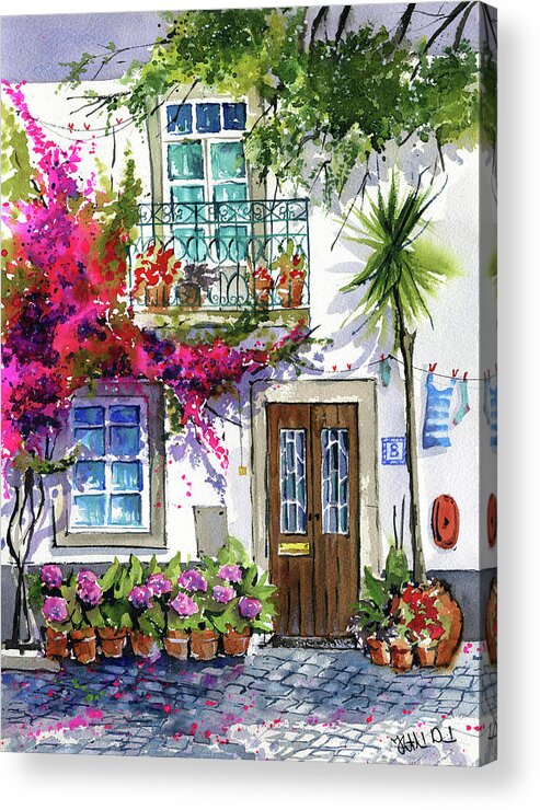 Portugal Acrylic Print featuring the painting Welcome Home In Portugal Painting by Dora Hathazi Mendes